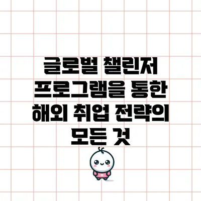 글로벌 챌린저 프로그램을 통한 해외 취업 전략의 모든 것
