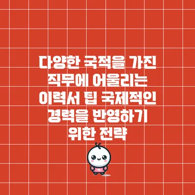 다양한 국적을 가진 직무에 어울리는 이력서 팁: 국제적인 경력을 반영하기 위한 전략