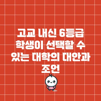 고교 내신 6등급 학생이 선택할 수 있는 대학의 대안과 조언