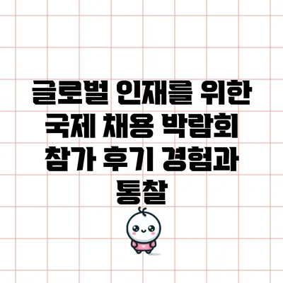 글로벌 인재를 위한 국제 채용 박람회 참가 후기: 경험과 통찰