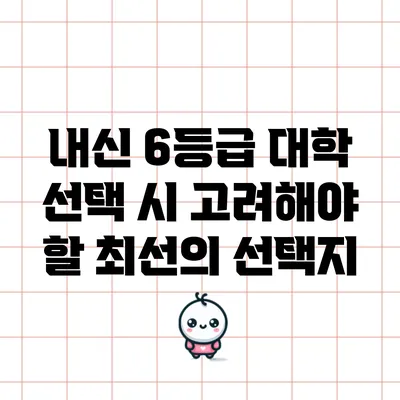 내신 6등급 대학 선택 시 고려해야 할 최선의 선택지