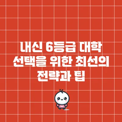 내신 6등급 대학 선택을 위한 최선의 전략과 팁