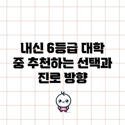 내신 6등급 대학 중 추천하는 선택과 진로 방향