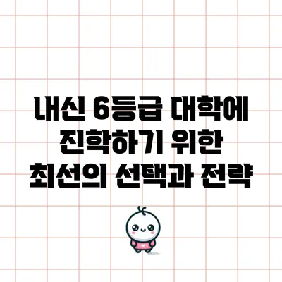 내신 6등급 대학에 진학하기 위한 최선의 선택과 전략
