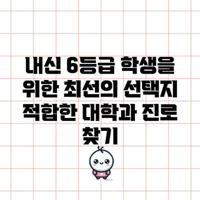 내신 6등급 학생을 위한 최선의 선택지: 적합한 대학과 진로 찾기