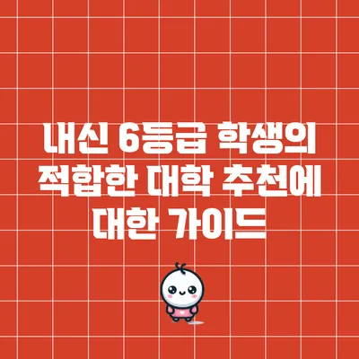 내신 6등급 학생의 적합한 대학 추천에 대한 가이드
