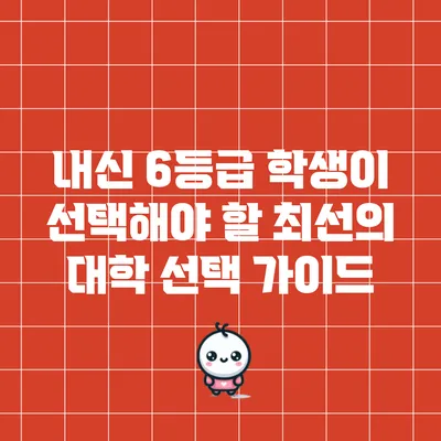 내신 6등급 학생이 선택해야 할 최선의 대학 선택 가이드