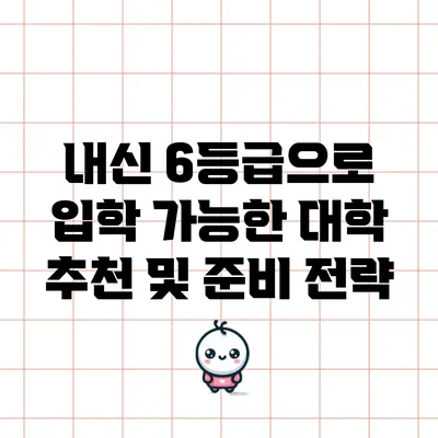 내신 6등급으로 입학 가능한 대학 추천 및 준비 전략