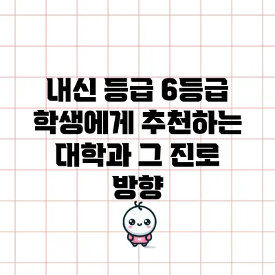 내신 등급 6등급 학생에게 추천하는 대학과 그 진로 방향