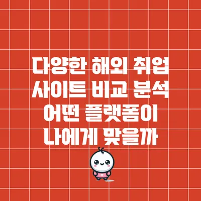 다양한 해외 취업 사이트 비교 분석: 어떤 플랫폼이 나에게 맞을까?