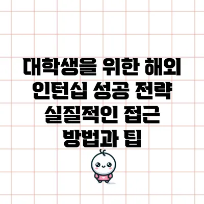 대학생을 위한 해외 인턴십 성공 전략: 실질적인 접근 방법과 팁