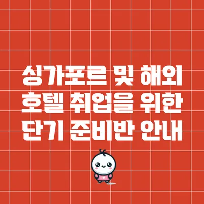 싱가포르 및 해외 호텔 취업을 위한 단기 준비반 안내