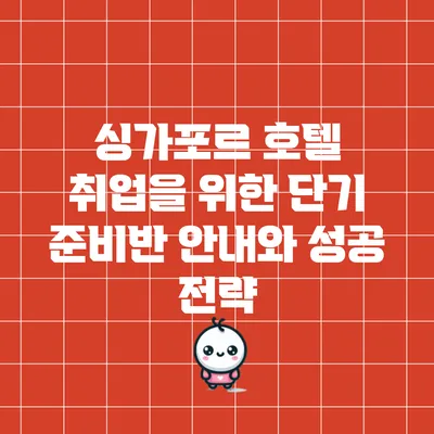 싱가포르 호텔 취업을 위한 단기 준비반 안내와 성공 전략