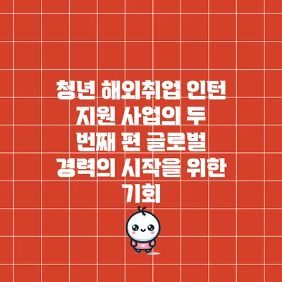 청년 해외취업 인턴 지원 사업의 두 번째 편: 글로벌 경력의 시작을 위한 기회