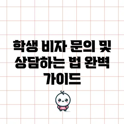 학생 비자 문의 및 상담하는 법 완벽 가이드