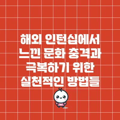 해외 인턴십에서 느낀 문화 충격과 극복하기 위한 실천적인 방법들