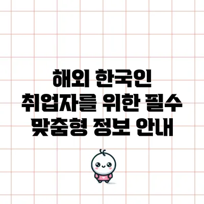 해외 한국인 취업자를 위한 필수 맞춤형 정보 안내
