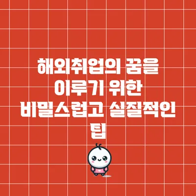 해외취업의 꿈을 이루기 위한 비밀스럽고 실질적인 팁