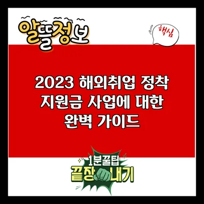 2023 해외취업 정착 지원금 사업에 대한 완벽 가이드