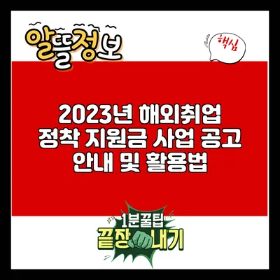 2023년 해외취업 정착 지원금 사업 공고 안내 및 활용법