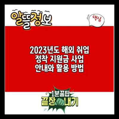 2023년도 해외 취업 정착 지원금 사업 안내와 활용 방법