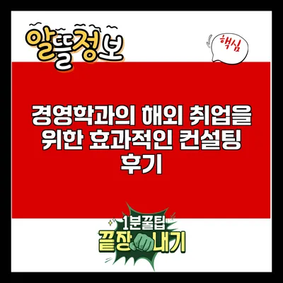 경영학과의 해외 취업을 위한 효과적인 컨설팅 후기