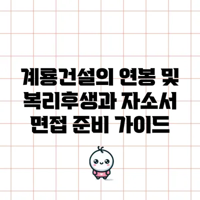 계룡건설의 연봉 및 복리후생과 자소서 면접 준비 가이드