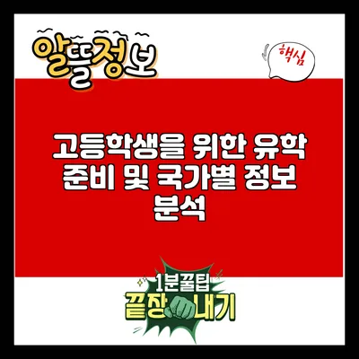 고등학생을 위한 유학 준비 및 국가별 정보 분석