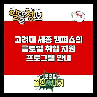 고려대 세종 캠퍼스의 글로벌 취업 지원 프로그램 안내