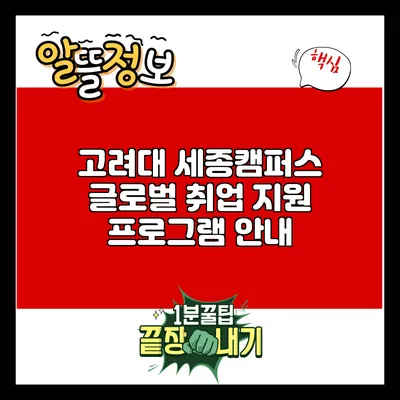 고려대 세종캠퍼스 글로벌 취업 지원 프로그램 안내
