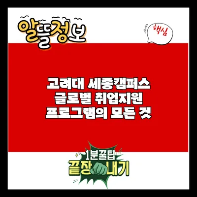 고려대 세종캠퍼스 글로벌 취업지원 프로그램의 모든 것
