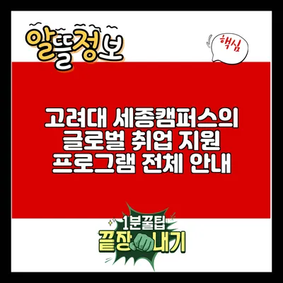 고려대 세종캠퍼스의 글로벌 취업 지원 프로그램 전체 안내