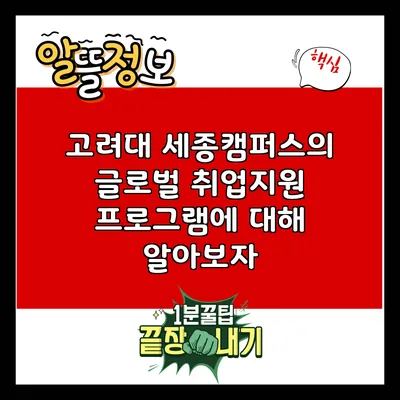 고려대 세종캠퍼스의 글로벌 취업지원 프로그램에 대해 알아보자