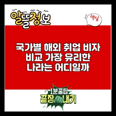 국가별 해외 취업 비자 비교: 가장 유리한 나라는 어디일까?
