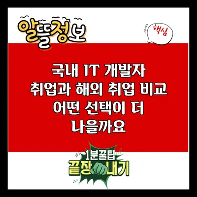 국내 IT 개발자 취업과 해외 취업 비교: 어떤 선택이 더 나을까요?