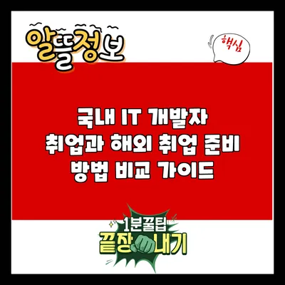 국내 IT 개발자 취업과 해외 취업 준비 방법 비교 가이드
