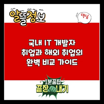 국내 IT 개발자 취업과 해외 취업의 완벽 비교 가이드