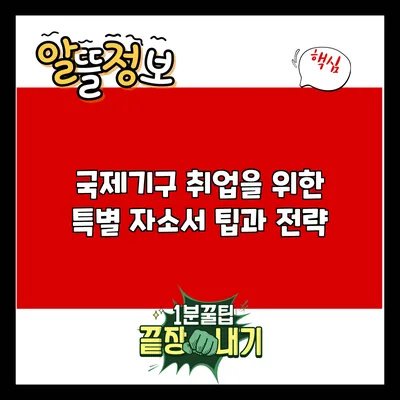 국제기구 취업을 위한 특별 자소서 팁과 전략