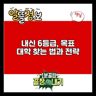 내신 6등급, 목표 대학 찾는 법과 전략