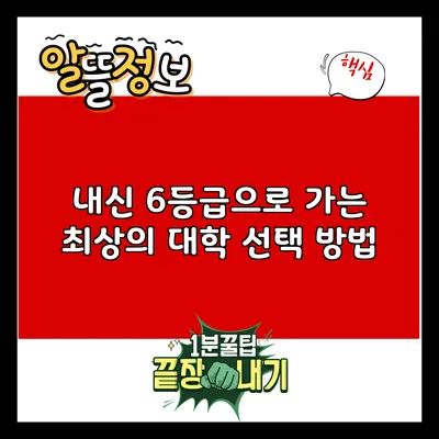 내신 6등급으로 가는 최상의 대학 선택 방법