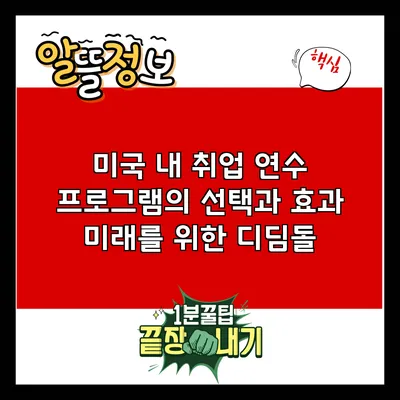 미국 내 취업 연수 프로그램의 선택과 효과: 미래를 위한 디딤돌