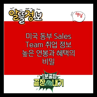 미국 동부 Sales Team 취업 정보: 높은 연봉과 혜택의 비밀