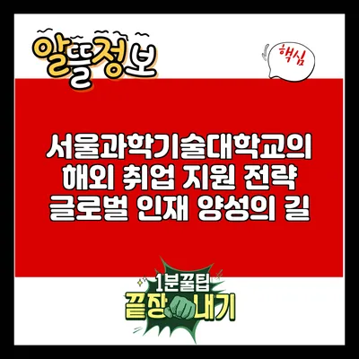 서울과학기술대학교의 해외 취업 지원 전략: 글로벌 인재 양성의 길