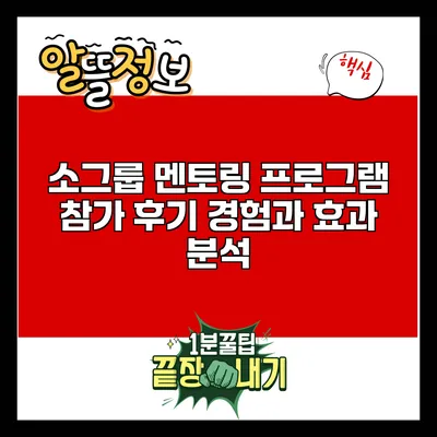 소그룹 멘토링 프로그램 참가 후기: 경험과 효과 분석
