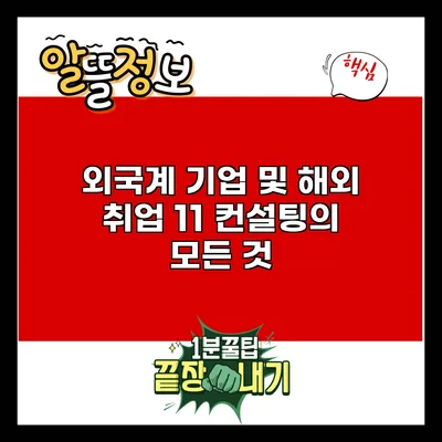 외국계 기업 및 해외 취업 1:1 컨설팅의 모든 것