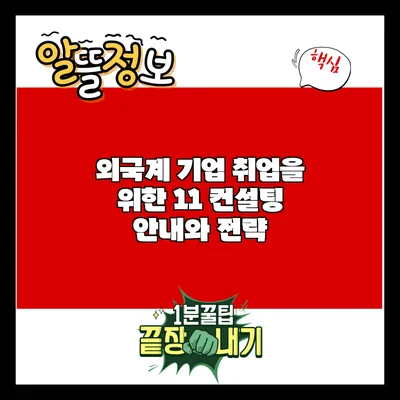 외국계 기업 취업을 위한 1:1 컨설팅 안내와 전략