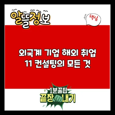 외국계 기업 해외 취업 1:1 컨설팅의 모든 것