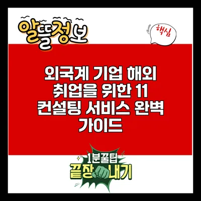 외국계 기업 해외 취업을 위한 1:1 컨설팅 서비스 완벽 가이드