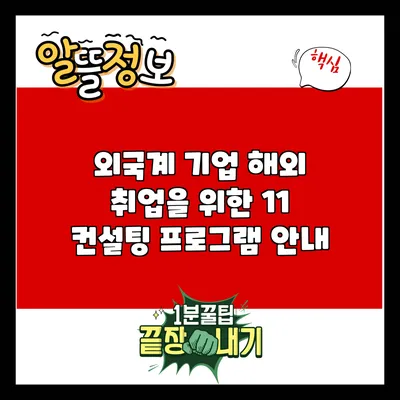 외국계 기업 해외 취업을 위한 1:1 컨설팅 프로그램 안내