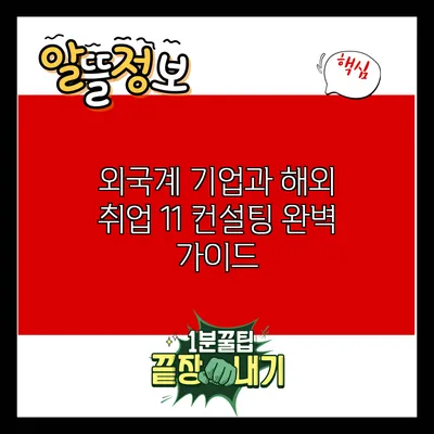 외국계 기업과 해외 취업 1:1 컨설팅 완벽 가이드